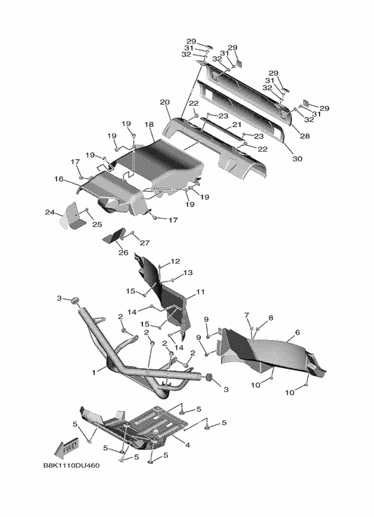 Yamaha B8K-F2898-01 Insulator, Heat — shown on the Guard parts diagram