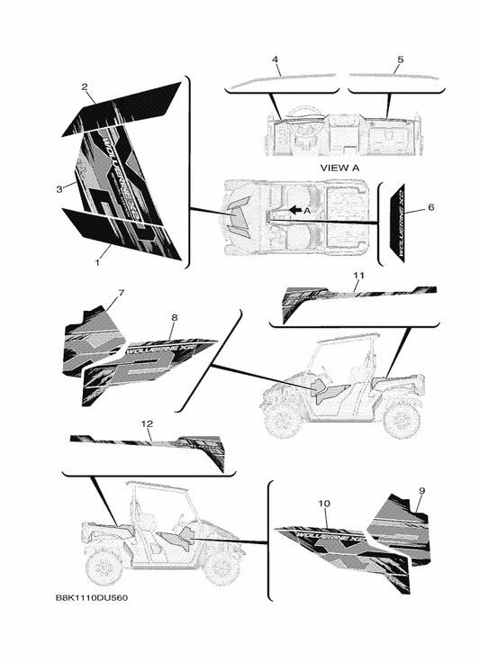 Yamaha B8K-F163G-00 Emblem 1 — shown on the Graphics parts diagram