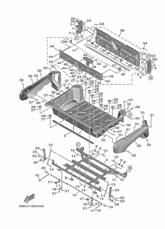 Yamaha 90111-06838 . Bolt,Hex. Socket Button — shown on the Carrier parts diagram