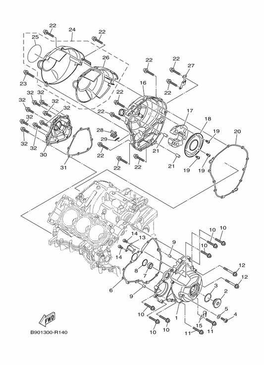 Yamaha B90-15326-00 . Damper 2 — shown on the Crankcase Cover 1 parts diagram