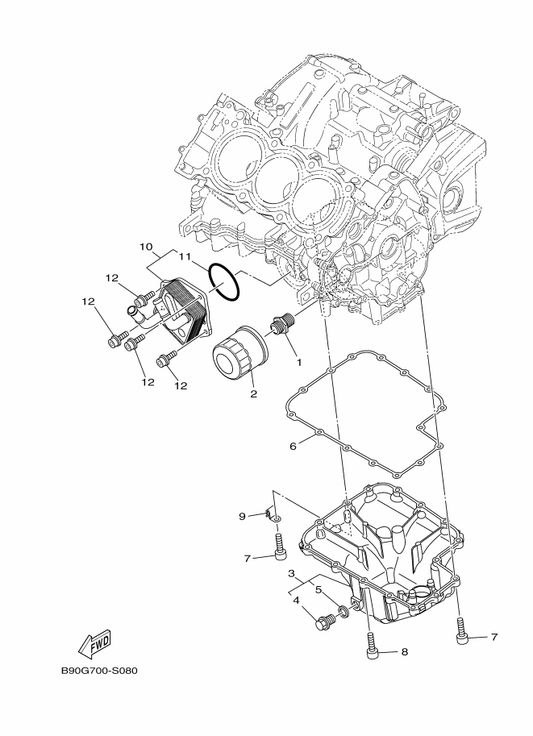 Yamaha B56-13400-10 Strainer Cover Assy — shown on the Oil Cleaner parts diagram