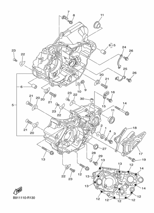 Yamaha 1SL-15155-00 Nozzle 3 — shown on the Crankcase parts diagram