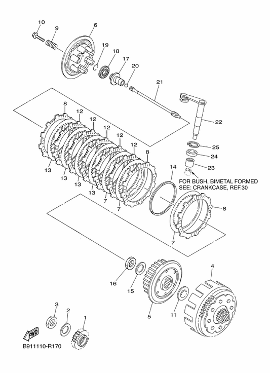 Yamaha 2GC-16383-00 Spring.,Cushion — shown on the Clutch parts diagram