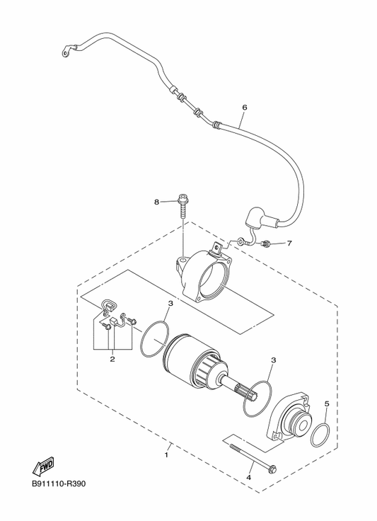Yamaha 2GC-8183G-00 Cord Comp. — shown on the Starting Motor parts diagram