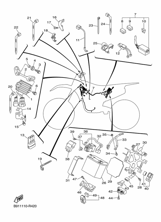 Yamaha B91-82590-00 Wire Harness Assy — shown on the Electrical 2 parts diagram