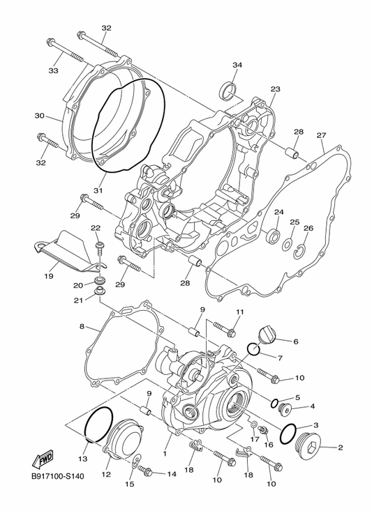 Yamaha 1SL-15451-00 Gasket, Crankcase Cover 1 — shown on the Crankcase Cover 1 parts diagram