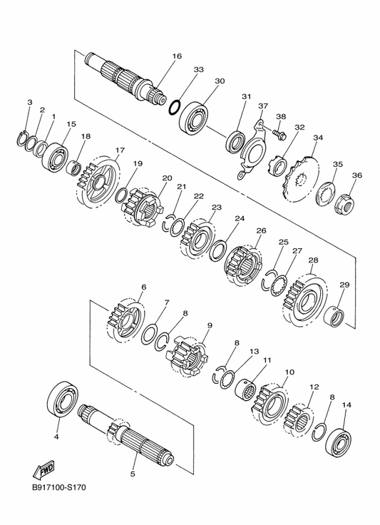 Yamaha 1SL-17402-00 Drive Axle Assy — shown on the Transmission parts diagram