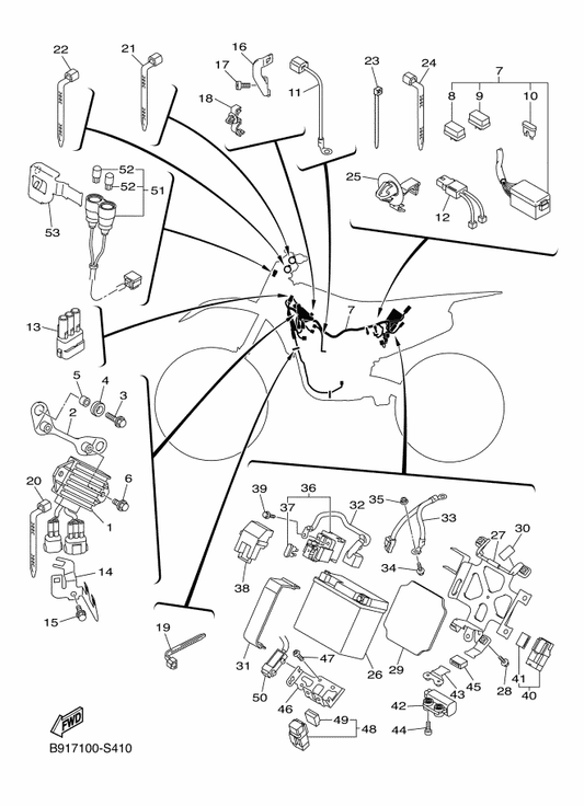 Yamaha B91-82590-20 Wire Harness Assy — shown on the Electrical 2 parts diagram