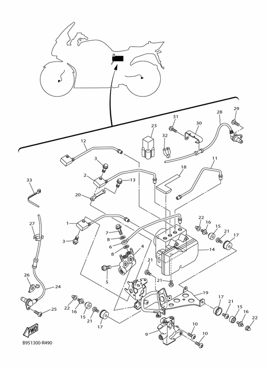 Yamaha 3P6-2588B-01 Pipe, Brake 5 — shown on the Electrical 3 parts diagram