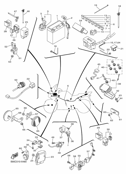 Yamaha 5JJ-81952-00 . Holder, Relay — shown on the Electrical 2 parts diagram