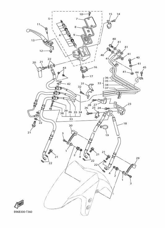 Yamaha B95-83922-00 Lever 2 — shown on the Front Master Cylinder parts diagram