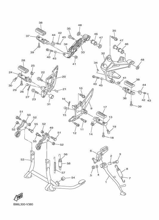 Yamaha B95-27461-00 Footrest 4 — shown on the Stand & Footrest parts diagram