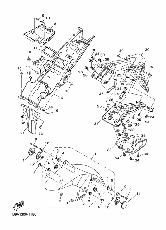 Yamaha 90480-12815 . Grommet — shown on the Fender parts diagram