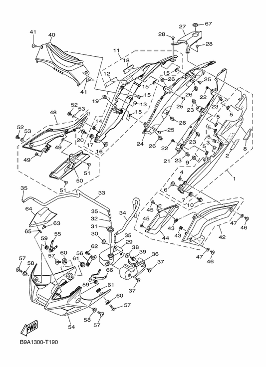 Yamaha 90160-05808 Screw, Round Tapping — shown on the Side Cover parts diagram