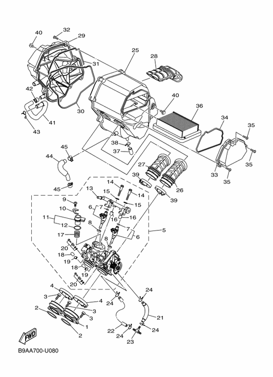 Yamaha 1WD-E4462-00 Seal — shown on the Intake parts diagram
