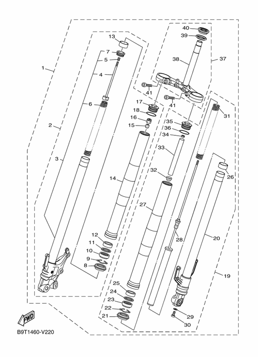 Yamaha BS7-F3340-00 . . Under Bracket Comp. — shown on the Front Fork parts diagram