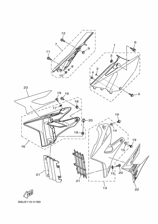 Yamaha B9U-2173E-10 Graphic 1 — shown on the Side Cover parts diagram