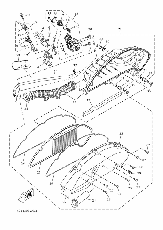 Yamaha B9Y-E4146-00 Plate — shown on the Intake parts diagram
