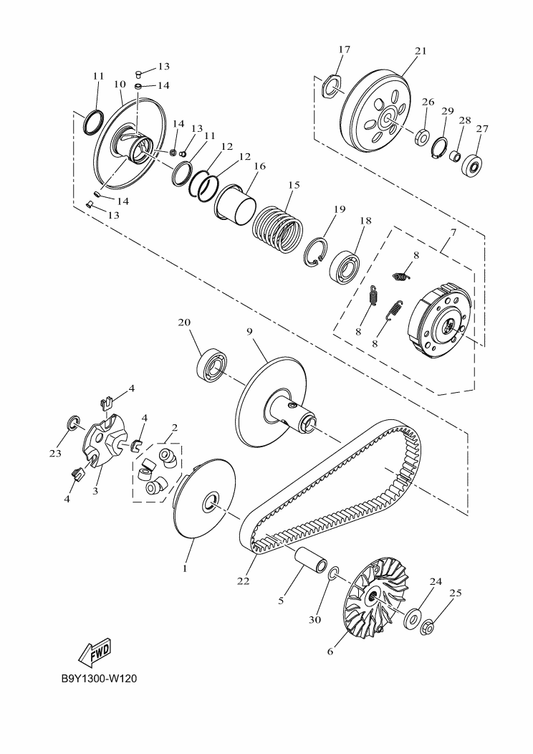 Yamaha B9Y-E6620-00 Clutch Carrier Assy — shown on the Clutch parts diagram