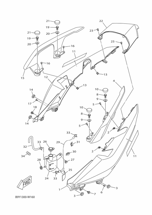 Yamaha BL1-F1741-00-PB Cover, Side 4 — shown on the Side Cover parts diagram