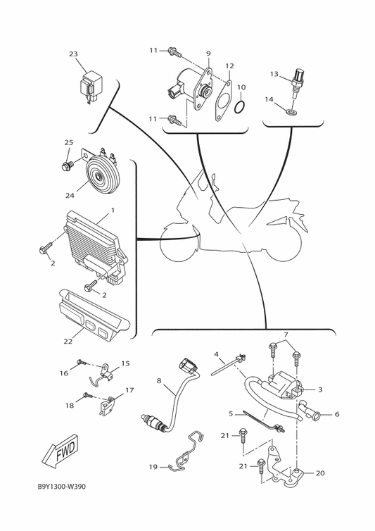 Yamaha BL1-H3350-00 Flasher Relay Assy — shown on the Electrical 2 parts diagram