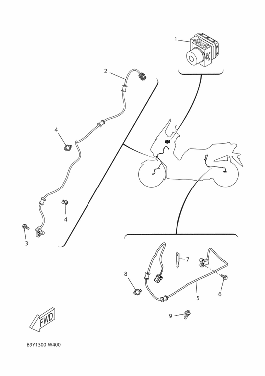 Yamaha B74-H5970-01 Wheel Sensor Assy, Front — shown on the Electrical 3 parts diagram