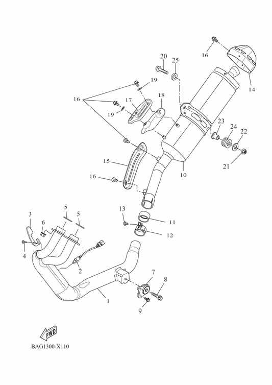 Yamaha BAG-14602-00 Exhaust Pipe Comp. — shown on the Exhaust parts diagram