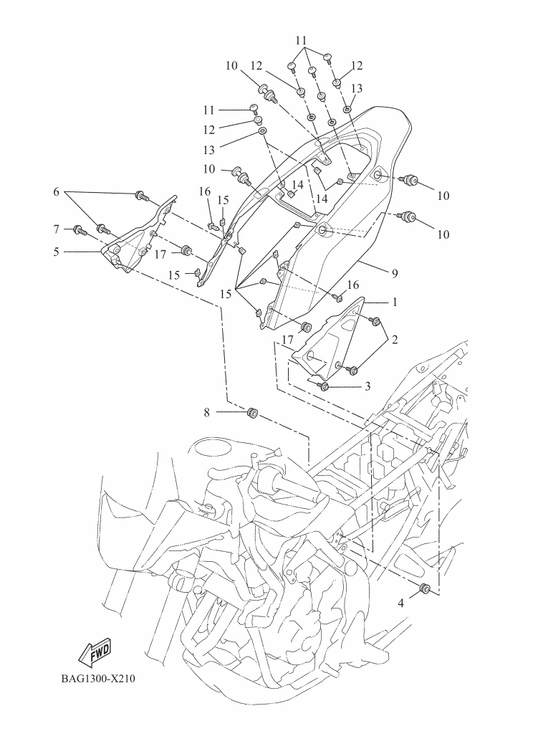 Yamaha BW3-F1711-00 Cover, Side 1 — shown on the Side Cover parts diagram