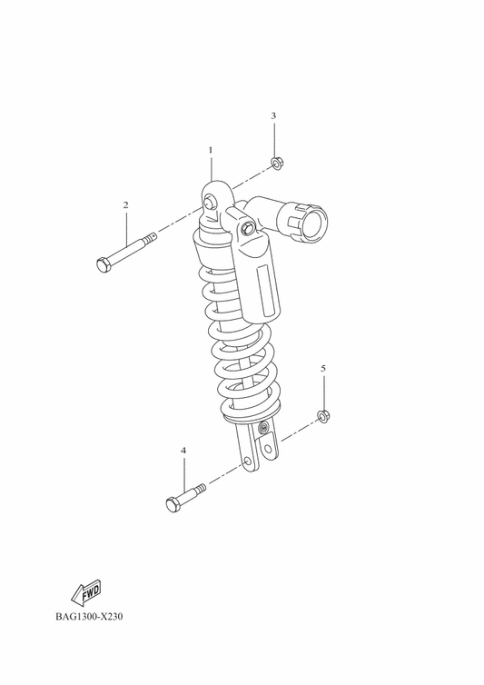 Yamaha BAG-22210-02 Shock Absorber Assy, Rear — shown on the Rear Suspension parts diagram