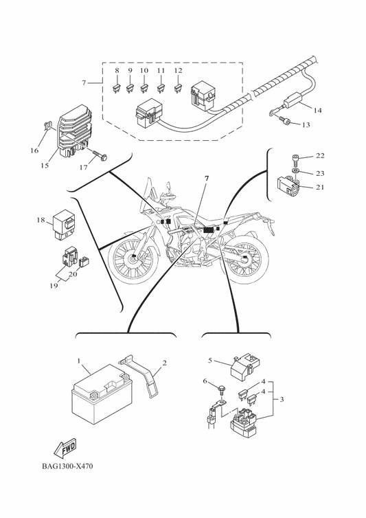 Yamaha BAG-H2590-00 Wire Harness Assy — shown on the Electrical 1 parts diagram