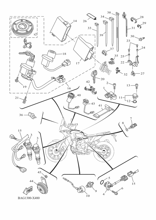 Yamaha BU3-H2540-00 Neutral Switch Assy — shown on the Electrical 2 parts diagram