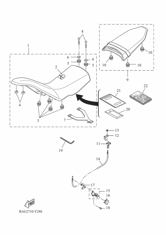 Yamaha BAG-F8199-G1 Manual,Owner'S — shown on the Seat parts diagram