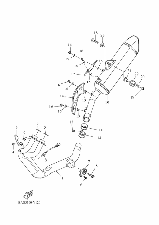 Yamaha BNW-E4711-00 Muffler 1 — shown on the Exhaust parts diagram