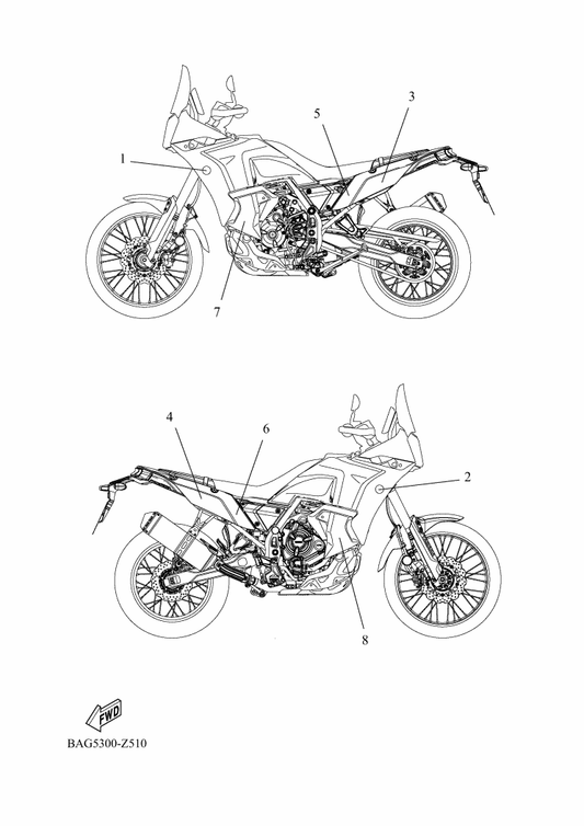 Yamaha BAG-F173X-00 Graphic 7 — shown on the Graphic & Emblem parts diagram