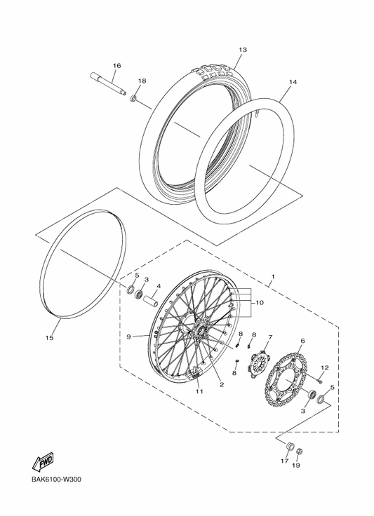 Yamaha 1SL-25181-00 Axle, Wheel — shown on the Front Wheel parts diagram