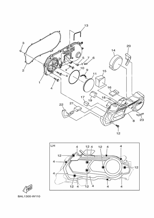 Yamaha 90520-10856 Damper, Plate — shown on the Crankcase Cover 1 parts diagram