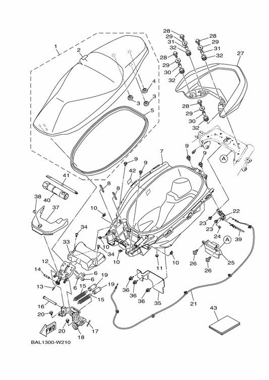 Yamaha B65-F4780-00 Seat Lock Assy — shown on the Seat parts diagram