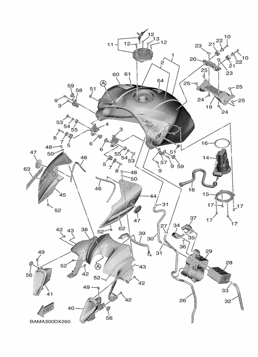 Yamaha 95E37-06014 Bolt, Flange Deep Recess — shown on the Fuel Tank parts diagram