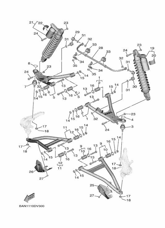 Yamaha B8K-F350A-00 Fr. Shock Absorber Assy. ,1 — shown on the Front Suspension & Wheel parts diagram