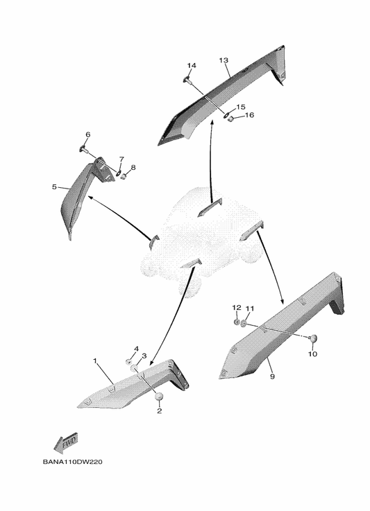Yamaha B8K-F1560-00 Fender, Over 4 — shown on the Fender parts diagram