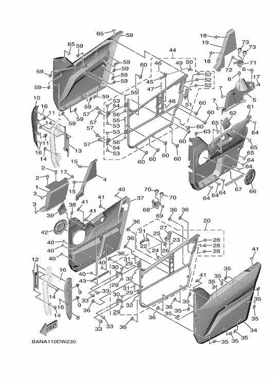 Yamaha BAN-F2868-00 Cover, Side 2 — shown on the Side Cover parts diagram