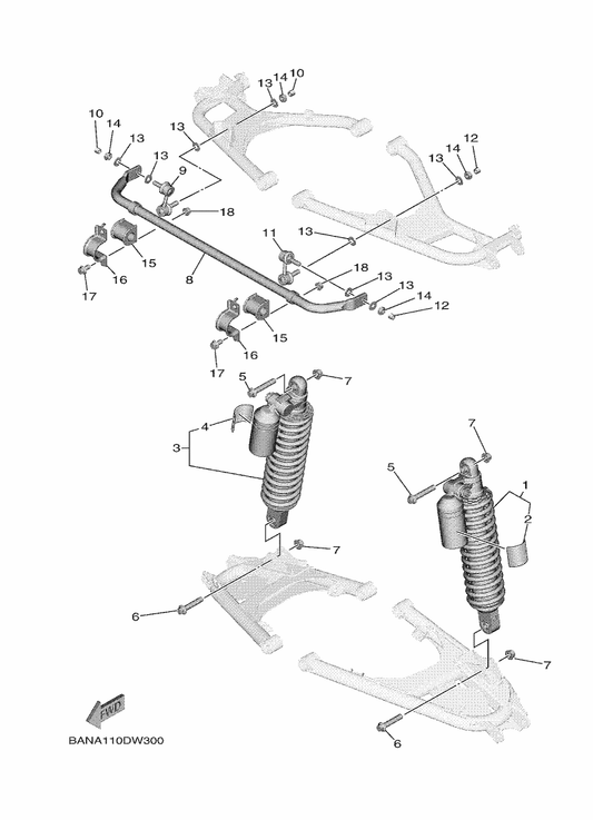 Yamaha 90185-12009 Nut, Self-Locking — shown on the Rear Suspension parts diagram