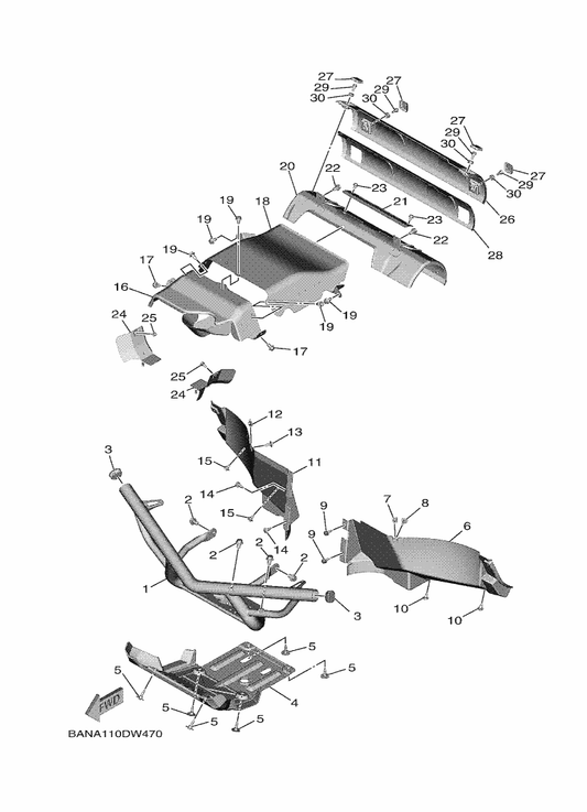Yamaha BG4-F2898-02 Insulator, Heat — shown on the Guard parts diagram