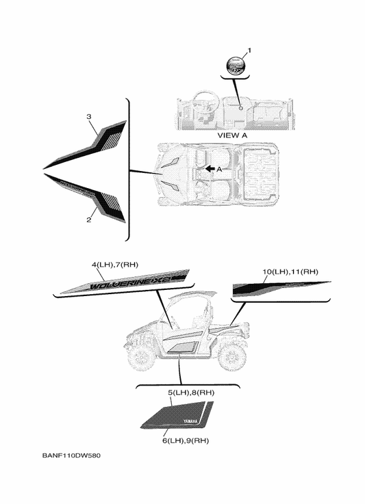 Yamaha BAN-F15A9-40 Graphic 4 (Rh) — shown on the Graphics parts diagram
