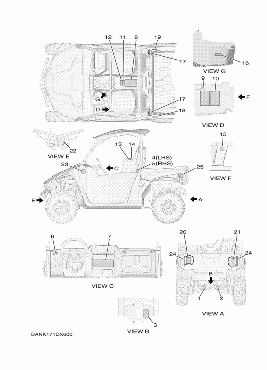 Yamaha BAN-F1696-51 Label, Caution — shown on the Emblem & Label 1 parts diagram