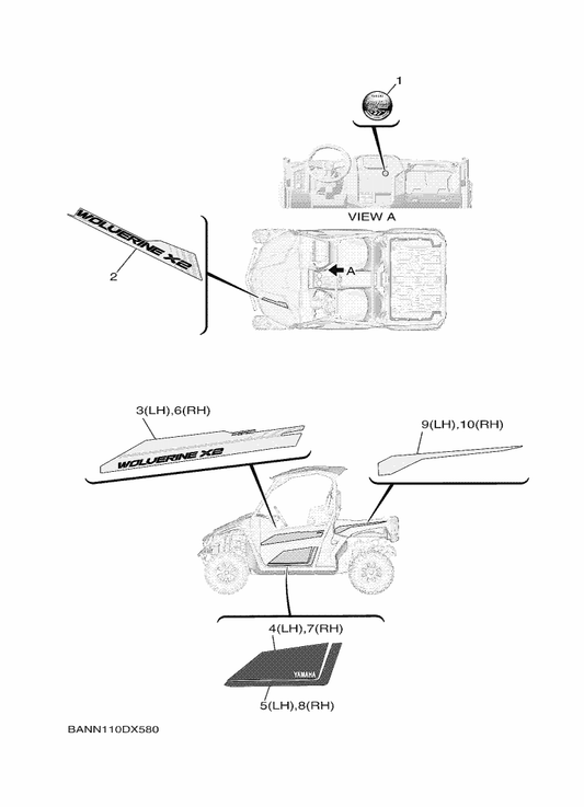 Yamaha BAN-F15D9-00 Graphic 1 (Lh) — shown on the Graphics parts diagram