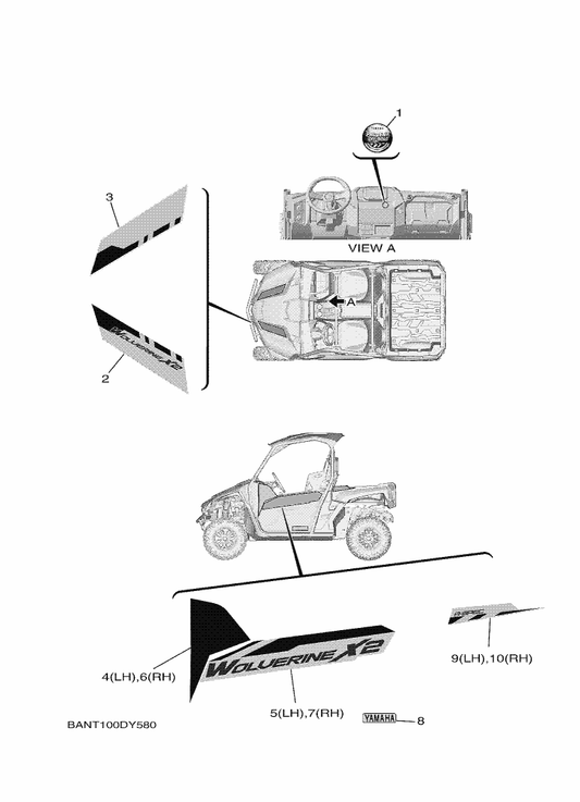 Yamaha BAR-F1782-80 Emblem 2 (Rh) — shown on the Graphics parts diagram