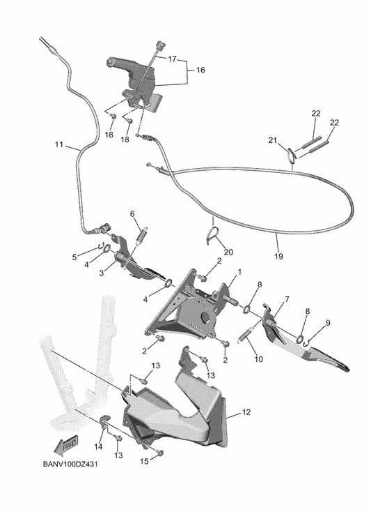 Yamaha B4J-F1620-00 Mud Guard Comp. — shown on the Pedal Wire parts diagram