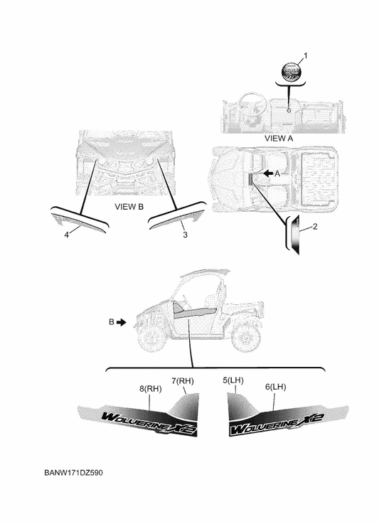 Yamaha BAN-F15A9-C0 Graphic 4 (Rh) — shown on the Graphics parts diagram