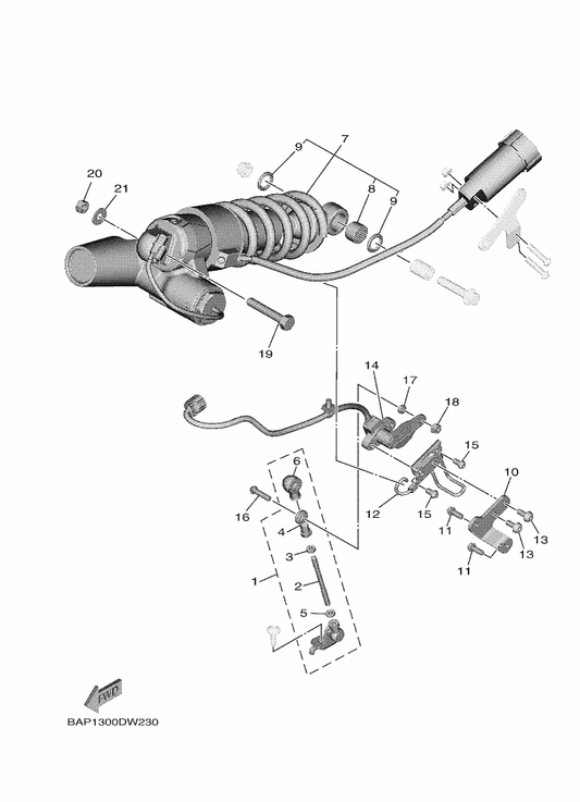 Yamaha 90101-10042 Bolt — shown on the Rear Suspension parts diagram
